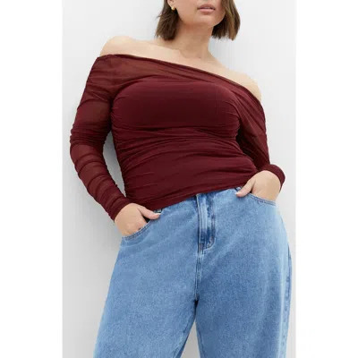 City Chic Anastasia Long Sleeve Mesh Top In Brown