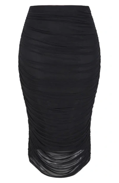City Chic Anastasia Ruched Midi Skirt In Black
