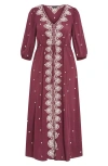City Chic Anaya Embroidered Maxi Dress In Red