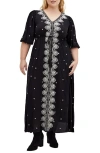 City Chic Anaya Embroidered Maxi Dress In Black