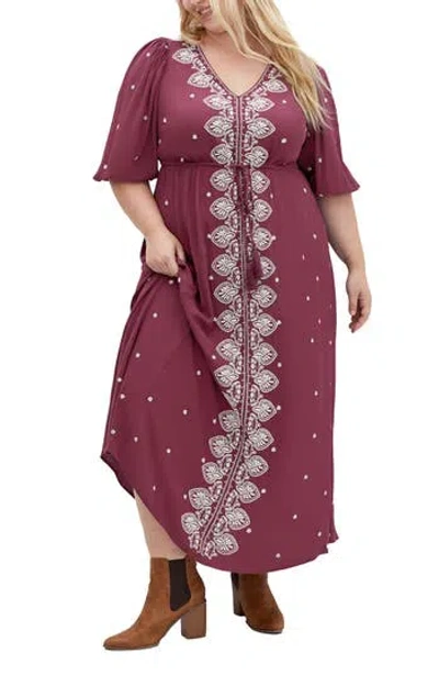 City Chic Anaya Embroidered Maxi Dress In Black