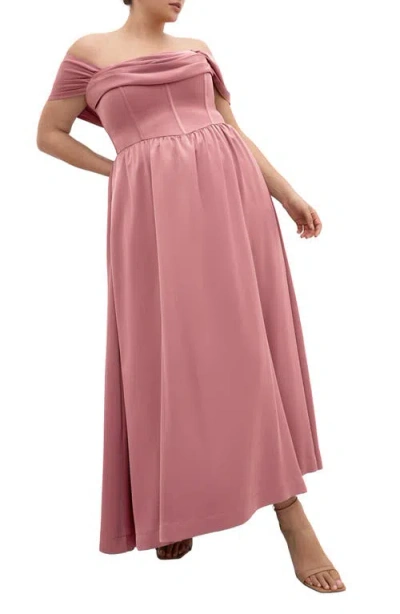 City Chic Angel Love Corset Maxi Dress In Pink