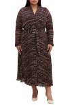 Shop City Chic Angel Place Belted Long Sleeve Maxi Dress In Colour Noise
