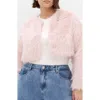City Chic Angelica Faux Fur Crop Jacket In Pink