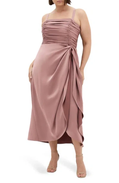 City Chic Ania Gathered Evening Dress In Pink