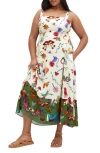 City Chic Annabel Print Ruffle Hem Sleeveless Maxi Dress In Dreamscape Placement