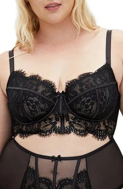 City Chic Arabella Longline Underwire Bra In Black
