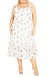 City Chic Ariadne Floral Tie Strap Midi Sundress In White