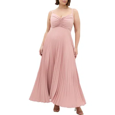 City Chic Ariana Pleated Sleeveless Dress In Pink