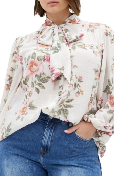 City Chic Arianna Button-up Shirt In Multi