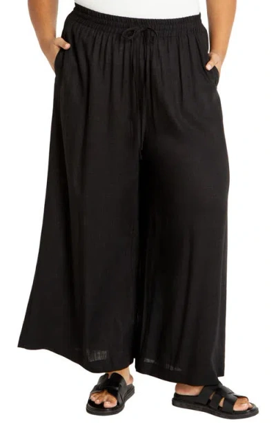 City Chic Ashley Crop Wide Leg Pants In Black