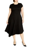 CITY CHIC CITY CHIC ASYMMETRIC PONTE KNIT DRESS