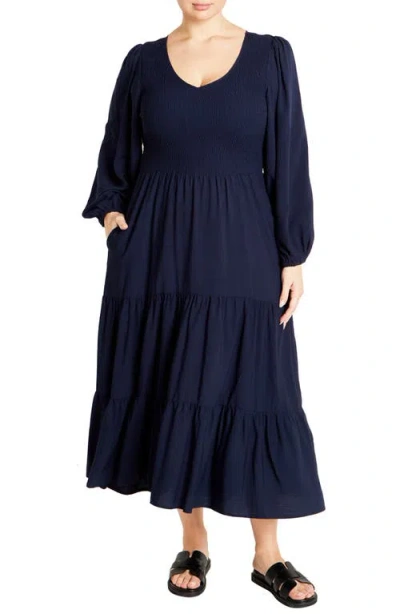 CITY CHIC CITY CHIC ATHENA FREYA LONG SLEEVE TIERED MAXI DRESS