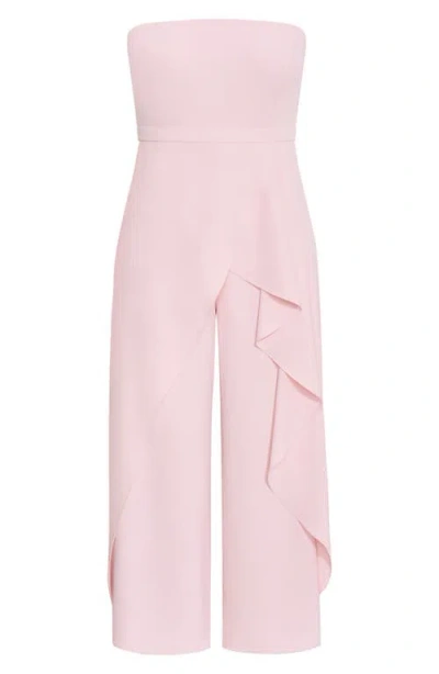 City Chic Attract Strapless Jumpsuit In Pink