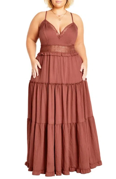 City Chic Aura Maxi Dress In Cinnamon
