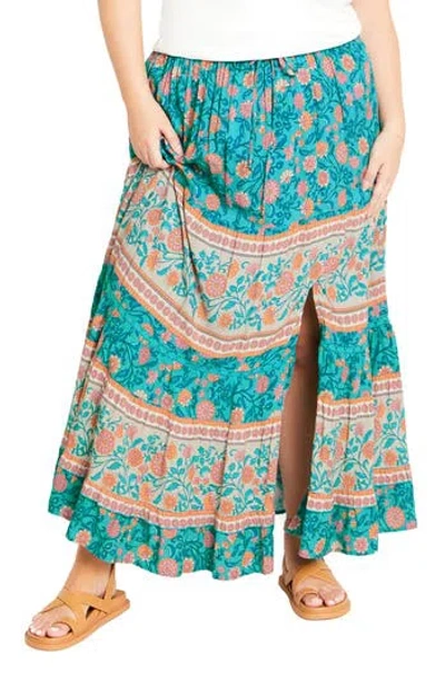 City Chic Aurora Print Maxi Skirt In Animal Print