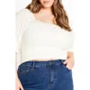 City Chic Aurora Smocked Crop Top In White