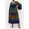 City Chic Ayanna Long Sleeve Maxi Dress In Multi