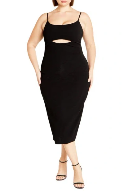 City Chic Baylee Keyhole Cutout Midi Dress In Black