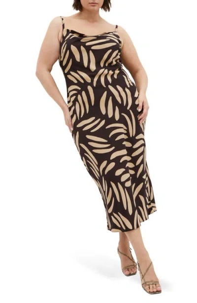 City Chic Bayley Cowl Neck Slipdress In Multi