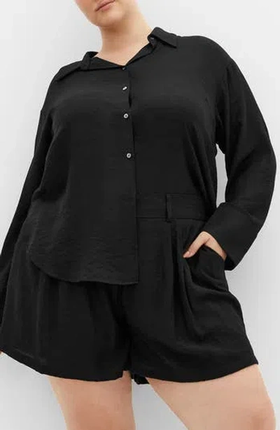 City Chic Bella Button-up Shirt In Black