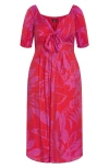City Chic Bella Print Maxi Dress In Pink Tropicana