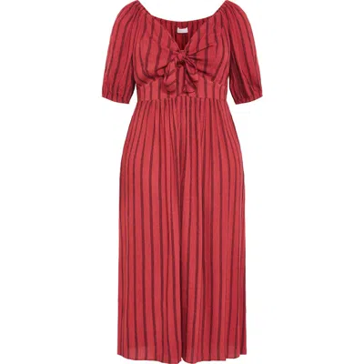 City Chic Bella Tie Front Maxi Dress In Red