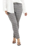City Chic Bengaline Check Skinny Leg Pants In Gray