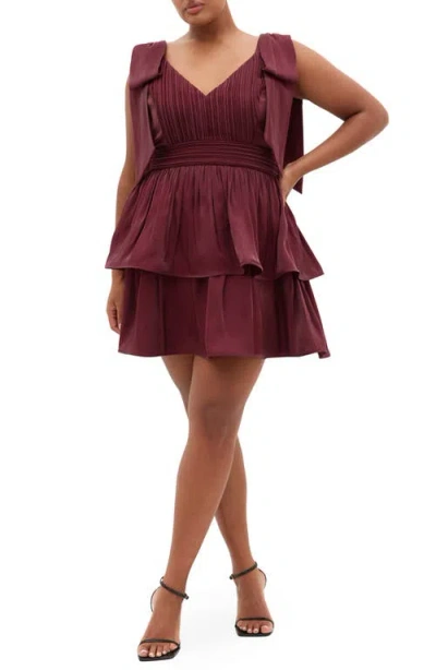 City Chic Betty Bow Cocktail Dress In Blue