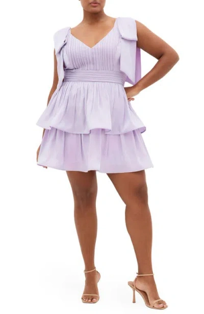 City Chic Betty Bow Cocktail Dress In Purple