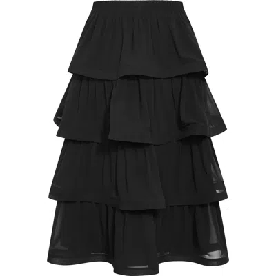 City Chic Bianka Ruffle Skirt In Black