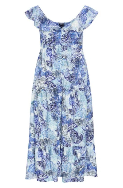 City Chic Blushing Beauty Midi Dress In Blue