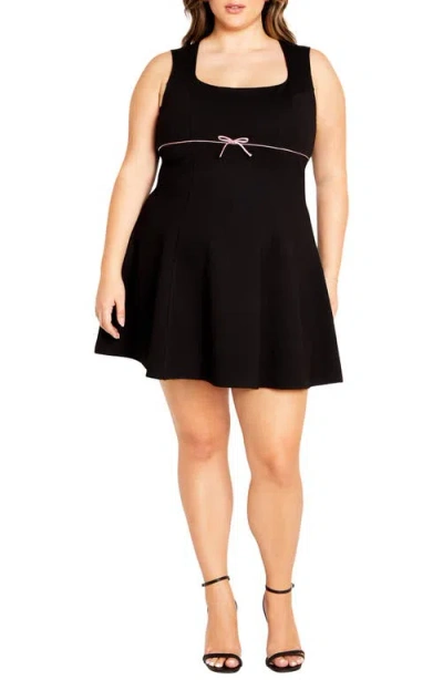 City Chic Bow Cocktail Minidress In Black
