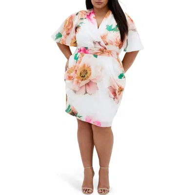 City Chic Brae Floral Print Dress In Garden Party