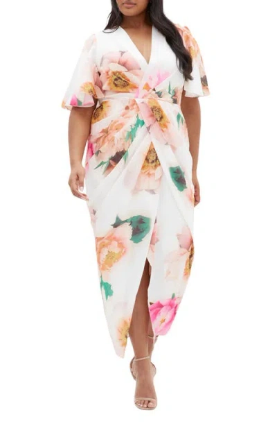 City Chic Braelynn Floral Print Maxi Dress In Multi
