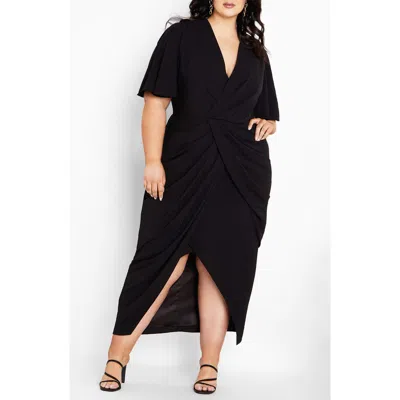 City Chic Braelynn High-low Maxi Dress In Black