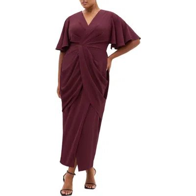 City Chic Braelynn High-low Maxi Dress In Burgundy