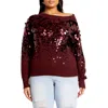 City Chic Braylin Embellished Sweater In Oxblood