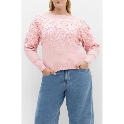 City Chic Braylin Embellished Sweater In Pink