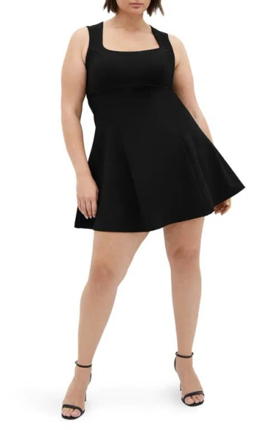 City Chic Bree Fit & Flare Dress In Black
