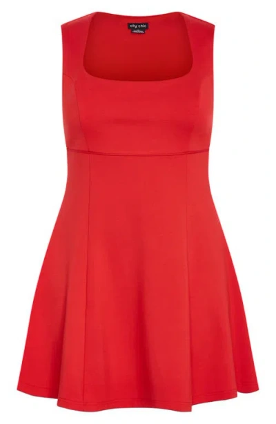City Chic Bree Fit & Flare Dress In Red