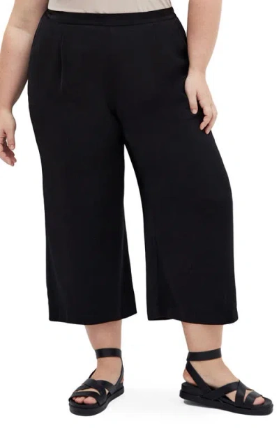 City Chic Brigitta Crop Wide Leg Pants In Black