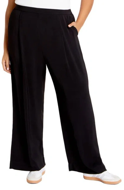 City Chic Brigitta Pull-on Wide Leg Pants In Black