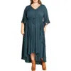 City Chic Cadence Crinkle High-low Dress In Aegean