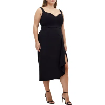 City Chic Caitlyn Sweetheart Neck Midi Dress In Black