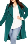 City Chic Callie Belted Coat In Green