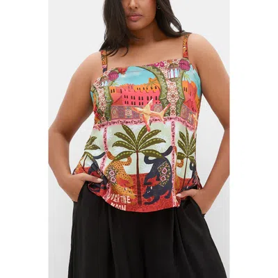 City Chic Capri Print Cami In Multi