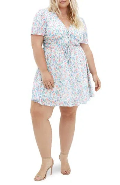 City Chic Cara Floral Print Minidress In Multi