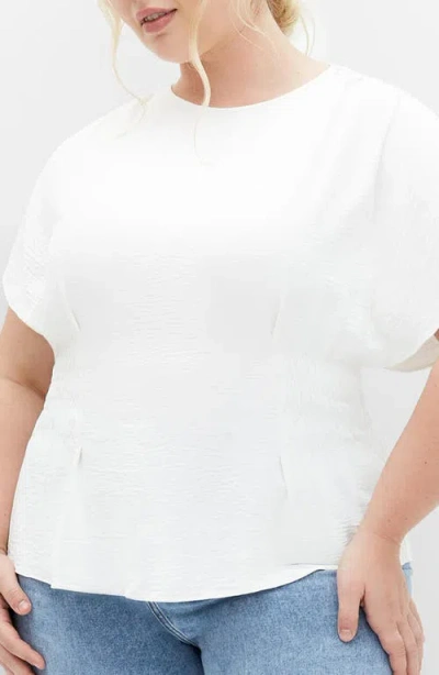 City Chic Cara Peplum Satin Top In Gray