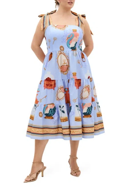 City Chic Casey Fit & Flare Sundress In Blue
